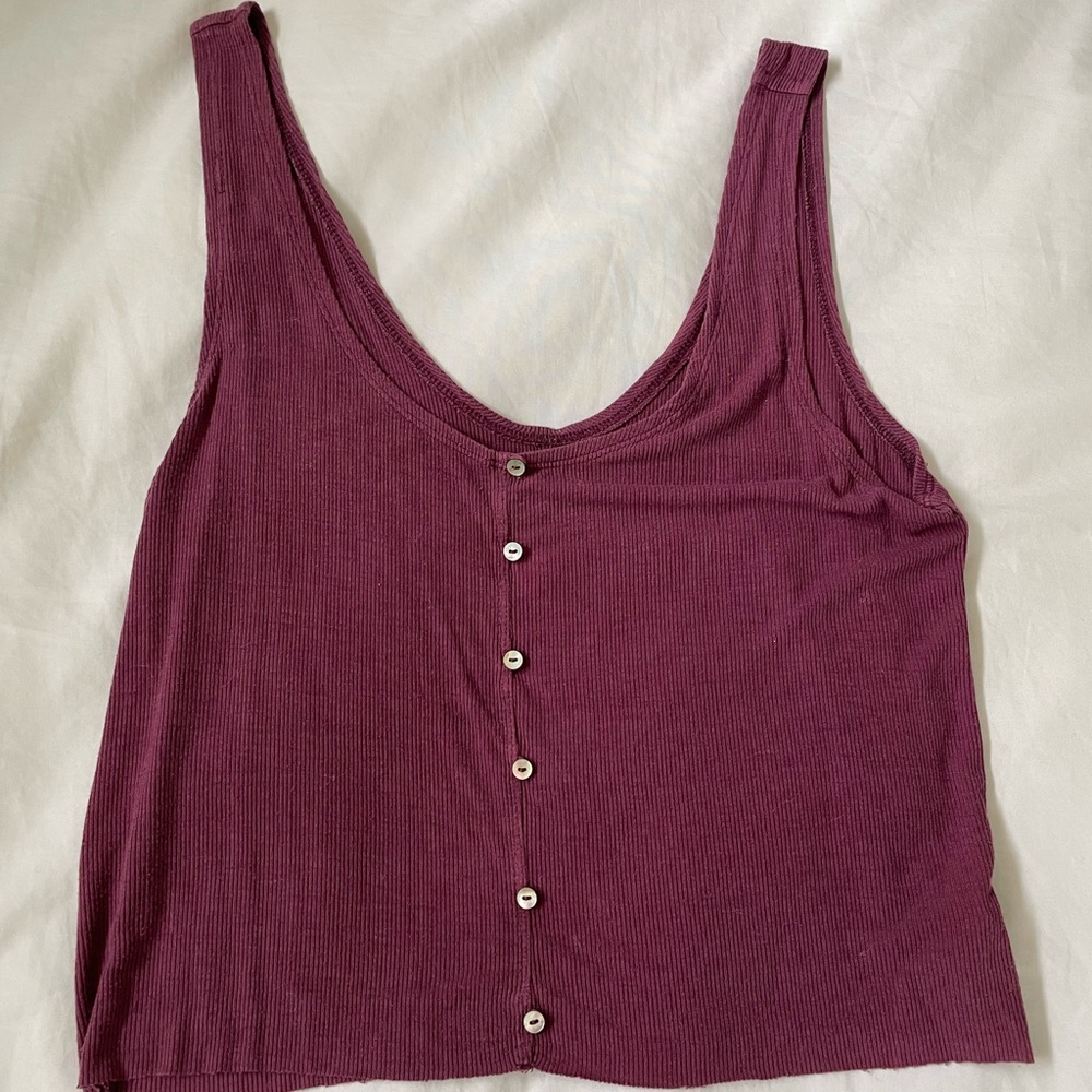 American eagle soft and sexy button front ribbed tank top